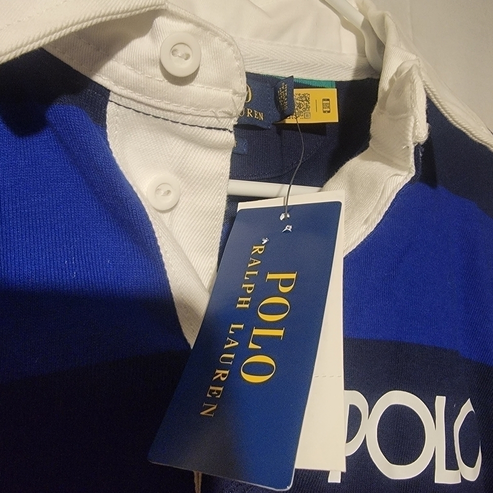 POLO RALPH LAUREN CLASSIC FIT RAINBOW STRIPED Mens Large JERSEY RUGBY SHIRT - Picture 4 of 5
